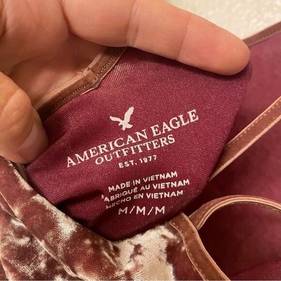 American Eagle SOFT SEXY stretch crushed VELVET CROP slip CAMI Y2K top M - Picture 10 of 12
